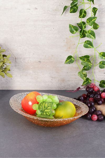 ANGDESİGN Angdesign Mine Oval Glass Salad Bowl-large-amber with Luster