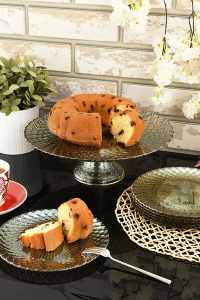 ANGDESİGN Angdesign Belinda Glass Dessert & Cake Set 7 Pieces Smoked