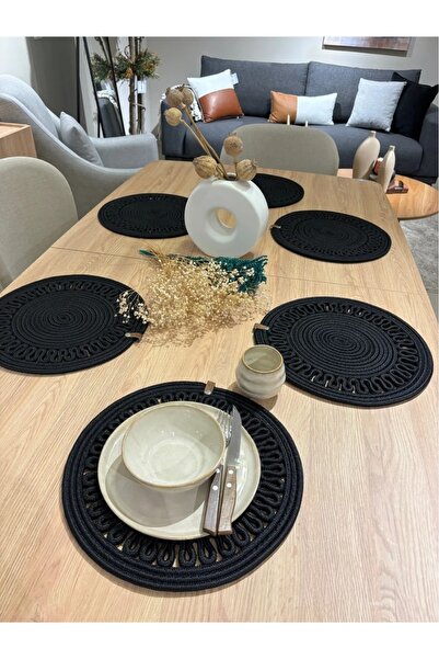 JÜTEX HOME Set de serviciu american din iută cu aspect de paie, lavabil, rezi...