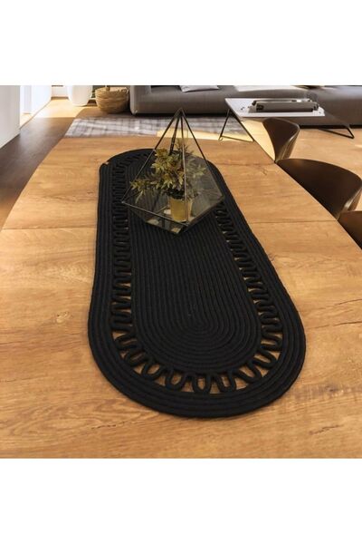 JÜTEX HOME Husă pentru masă, cu aspect de iută, neagră