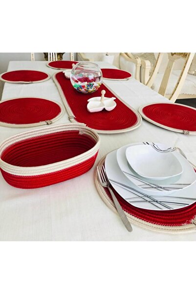 JÜTEX HOME Set de prezentare din răchită din iută de serviciu american de 8 p...