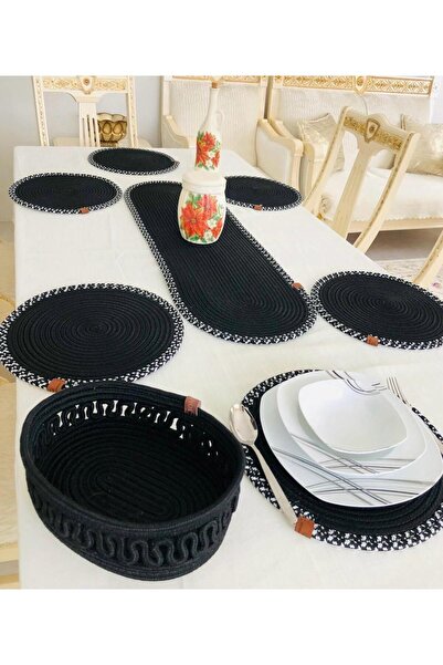 JÜTEX HOME طقم تقديم الطعام الأمريكي من الجوت المنسوج مكون من 8 قطع