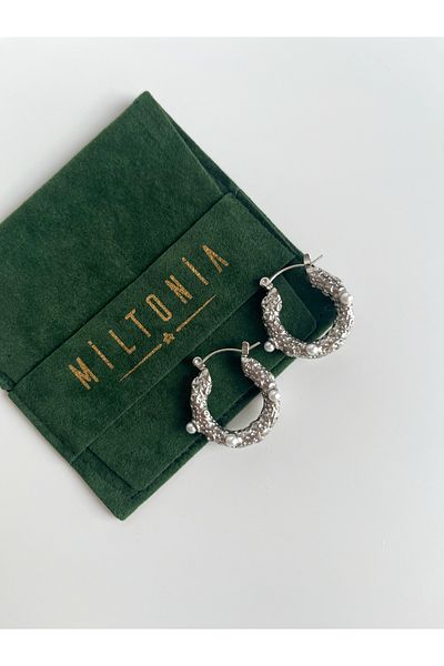 Miltonia Silver Coloured Steel Earrings - Pearl Detailed