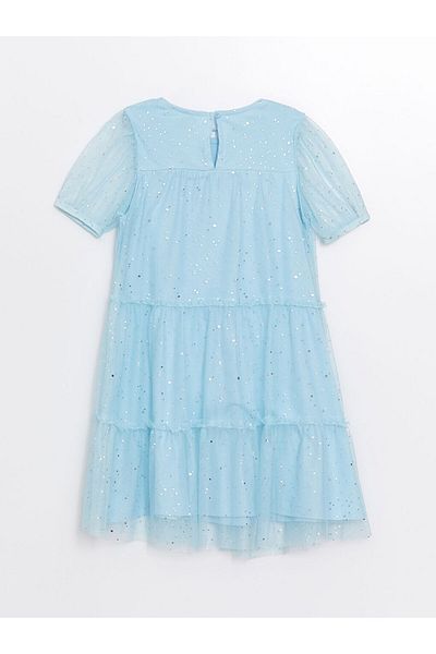 LC Waikiki Rochie pentru fetiță sclipitoare LCW Kids, cu gât roșu