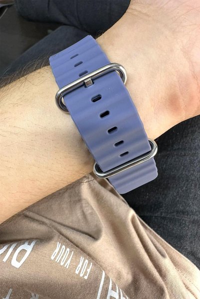 Shinytech Apple Watch Ocean Kordon Se/3/4/5/6/7/8/9 38,40,41mm W10 42mm Koyu Mor