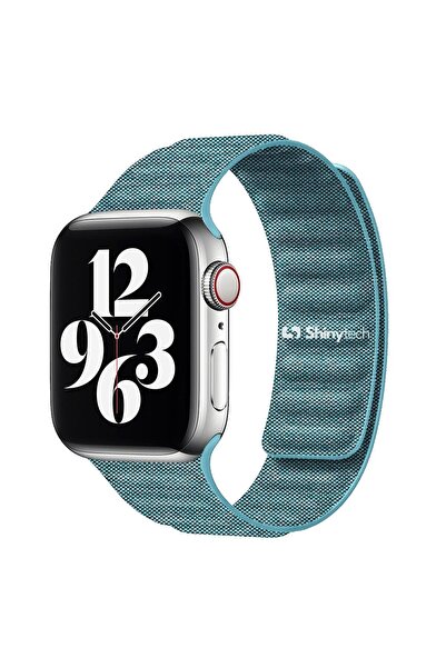 Shinytech Apple Watch Baklalı Denim Kordon Turkuaz Se/3/4/5/6/7/8/9 42,44,45,...