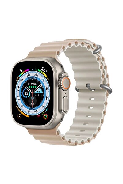 Shinytech Apple Watch Renkli Ocean Kordon Se/3/4/5/6/7/8/9 42,44,45,49mm W10 46,49mm Süt Çayı/bej