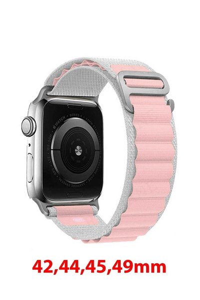 Shinytech Apple Watch Alpine Kordon Gri/pembe Se/3/4/5/6/7/8/9 42,44,45,49mm ...