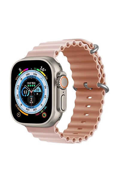 Shinytech Apple Watch Renkli Ocean Kordon Se/3/4/5/6/7/8/9 42,44,45,49mm W10 46,49mm Pembe/gül Fısıltısı