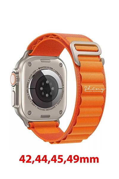 Shinytech Apple Watch Alpine Kordon Turuncu Se/3/4/5/6/7/8/9 42,44,45,49mm W1...