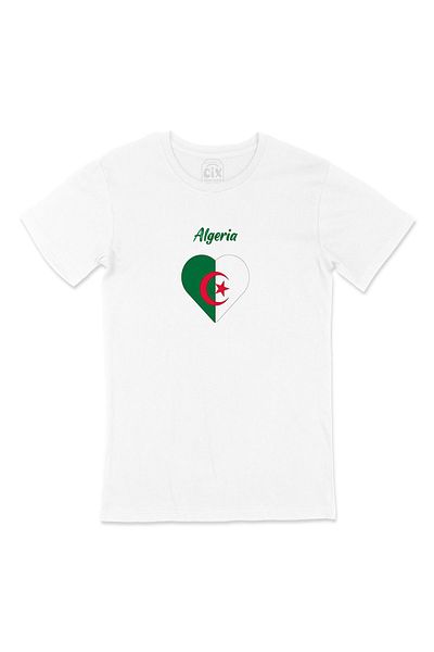 Cix Tricou alb - Steagul Algeriei, Buzunar inimă, Design de logo