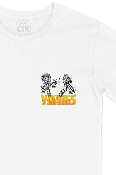 Cix Tricou alb Strong Vikings cu logo-ul de buzunar