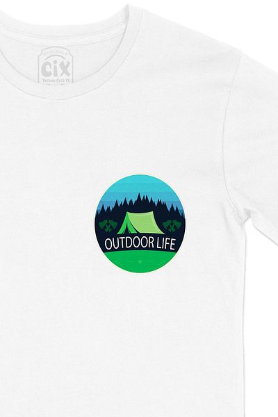 Cix Λευκό μπλουζάκι Outdoor Life με σχέδιο λογότυπου τσέπης