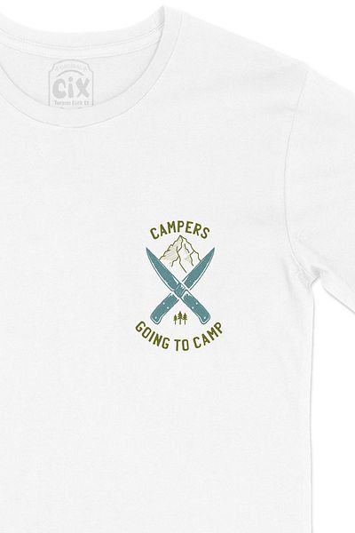 Cix Tricou alb Going To Camp cu logo-ul de buzunar
