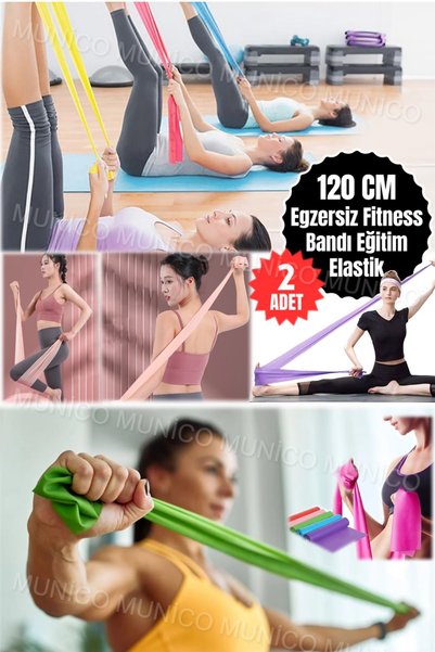Munico 2 Adet Elastik Fitness Bandı Crossfit Egzersizi İçin Yüksek Kaliteli E...