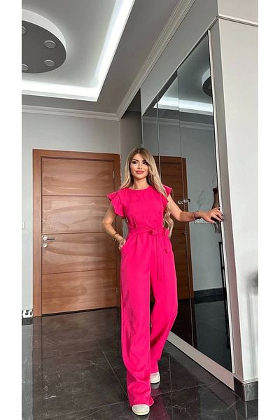 KAZAX Ruffled Belted Jumpsuit