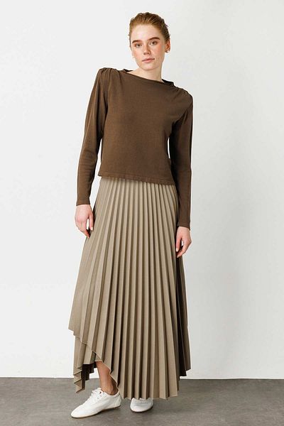 Hooopstore Σκούρο καφέ Crop Top με βαμβακερή επένδυση