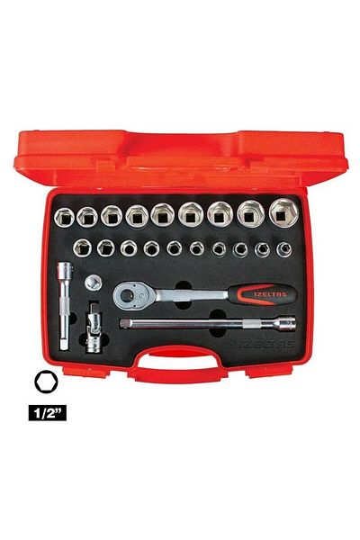 İzeltaş Twelve Corner Socket Wrench Set 1 2” 24 Pieces 1114 00 6024