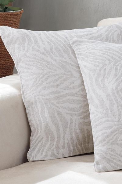 LADYNİL غطاء وسادة رمادي مكون من قطعتين من Zebra - 45x45 بسحاب