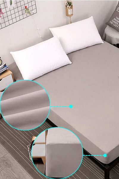 LADYNİL 180x200 Διπλό Oversize Ελαστικό Βαμβακερό Χτενό Σεντόνι Κρεβάτι 100% Βαμβάκι Μπεζ