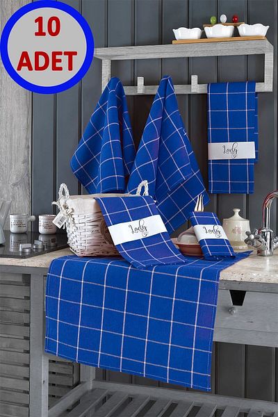 LADYNİL Kitchen German Napkin 10 Pieces Blue 45x65