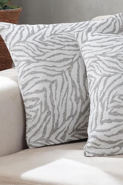 LADYNİL غطاء وسادة أنثراسايت مكون من قطعتين من زيبرا - 45x45 بسحاب