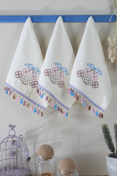 LADYNİL Πετσέτα κουζίνας και μπάνιου 30x50 100% βαμβάκι σετ 3 τεμαχίων