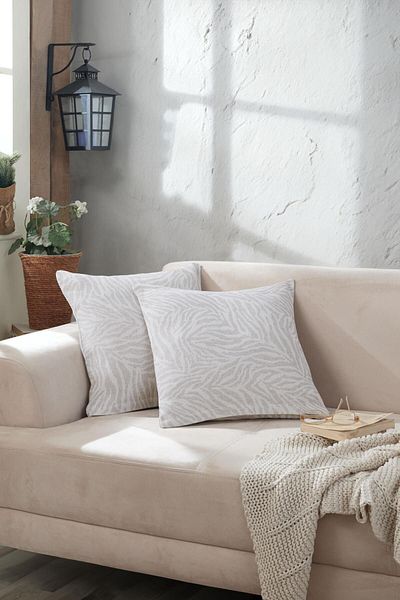 LADYNİL غطاء وسادة رمادي مكون من قطعتين من Zebra - 45x45 بسحاب