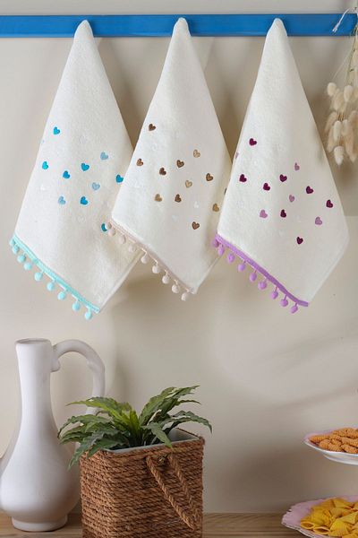 LADYNİL Set de 3 prosoape de bucatarie si baie 30x50 100% bumbac