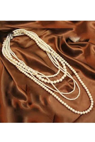 PETEK AKSESUAR Çoklu Uzun Incili Elegant Kolye