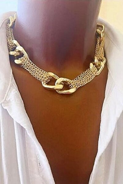 PETEK AKSESUAR Zincir Detaylı Tarz Kolye