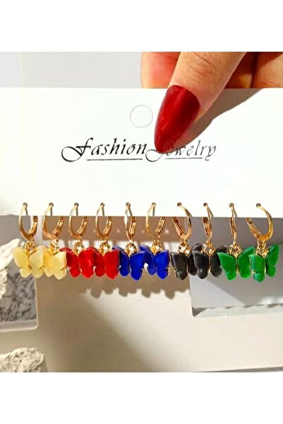 PETEK AKSESUAR مجموعة حلق على شكل فراشة مكونة من 10 قطع