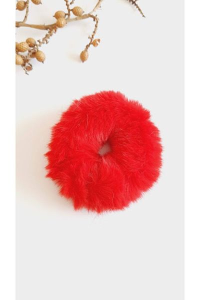 PETEK AKSESUAR Soft Plush Furry Rubber Buckle Red