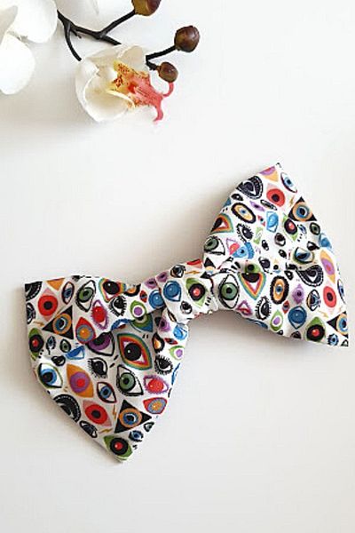 PETEK AKSESUAR Automatic Big Bow Buckle with Colorful Eye Pattern