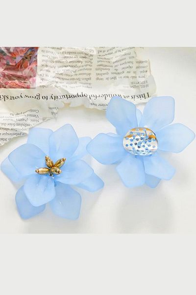 PETEK AKSESUAR ÇİÇEK STUD ACETATE EARRINGS
