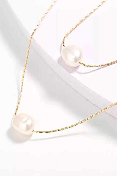 PETEK AKSESUAR 2 Sıra Incili Zarif Kolye Gold