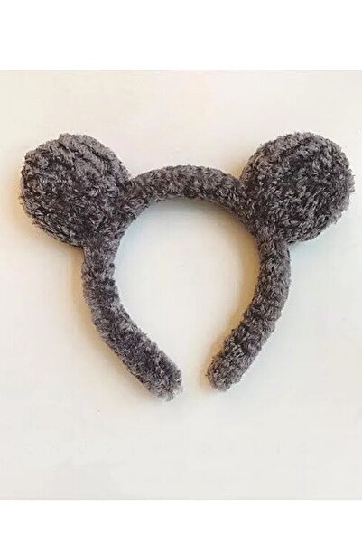 PETEK AKSESUAR Cute Girl Bear Ear Spa Crown Hair Band Gri