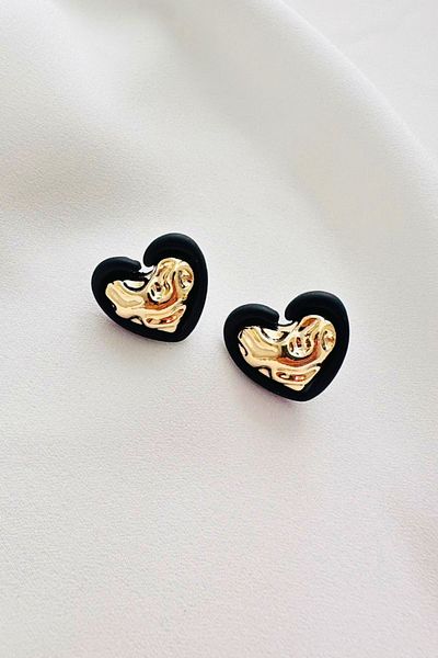 PETEK AKSESUAR Heart Patterned Minimal Earrings