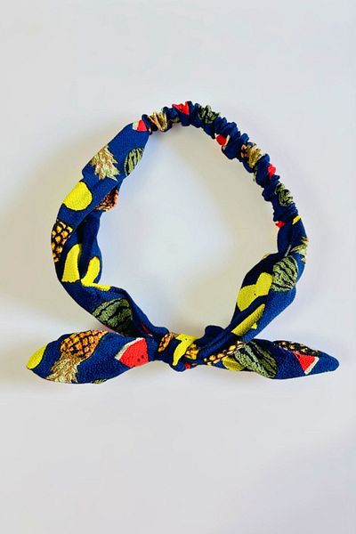 PETEK AKSESUAR Pineapple and Watermelon Lemon Patterned Fabric Bow Hair Band