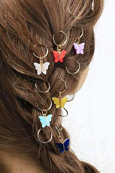 PETEK AKSESUAR Butterfly Colored 20 Piece Hair Earring Set