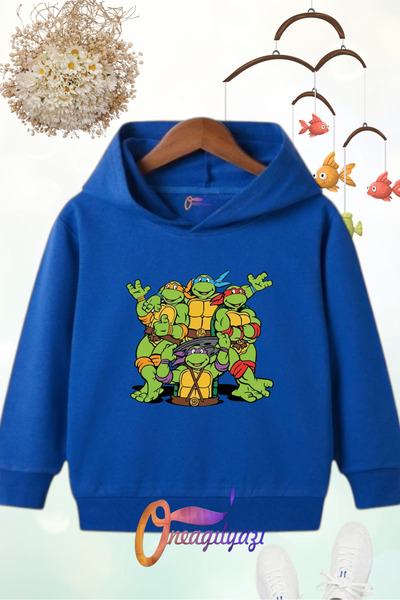 oneagılyazı سويت شيرت بقلنسوة للأطفال مطبوع عليه نينجا