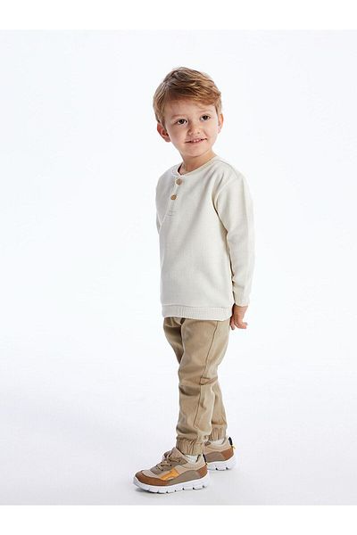 LC Waikiki Dark Beige Jogger Pants for Baby Boy - Basic Model with Elastic Waist