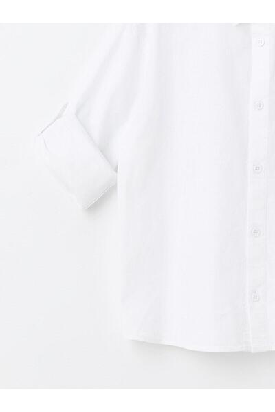 LC Waikiki LCW Kids Buxe Beyazı Rahat Kalıp Keten Karışımlı Erkek Çocuk Gömlek