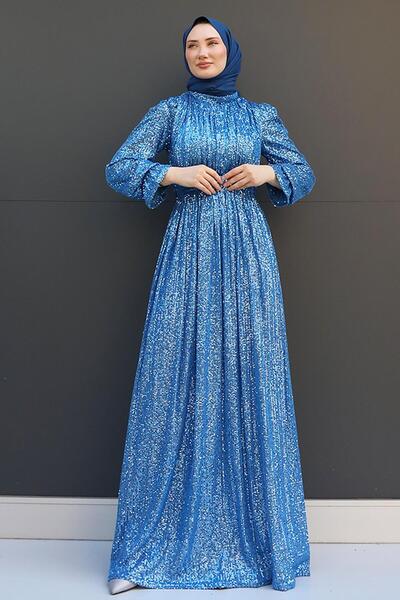 giz astore Pul Payet Kelebek Abiye Mavi