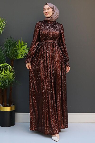 giz astore Pul Payet Kelebek Abiye Acı Kahve