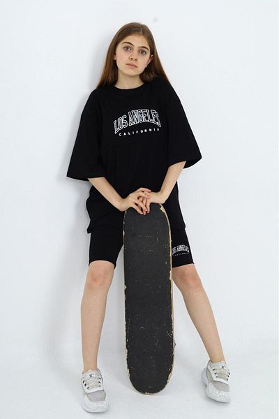 Asortik Kids Σετ φόρμας 100% βαμβακερό με μονόχρωμο κοντό κολάν για κορίτσι