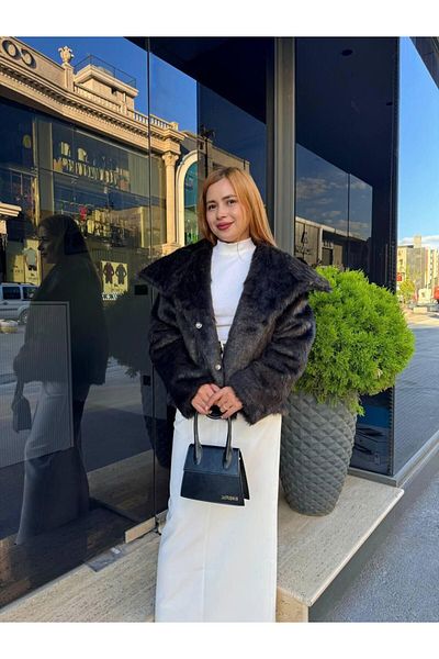 Mitay Palton de blană cu guler șal de sezon nou