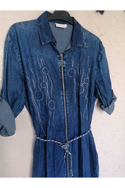 anne moda ankara Τζιν φόρεμα Plus Size 80% Cotton - 1η Ποιότητα