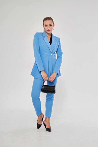 LOVELF Pile Detay 2 Düğme Takım İndigo