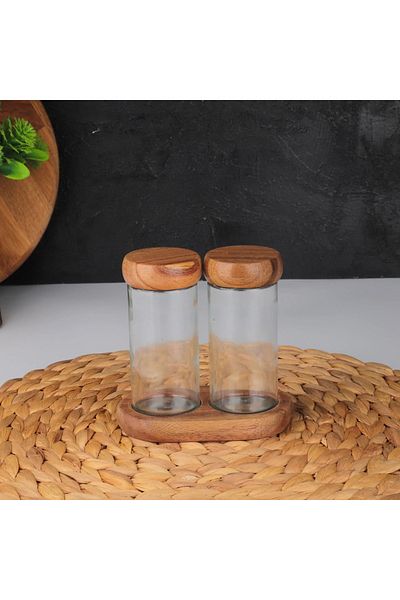 MİEN Set of 2 Acacia Salt and Pepper Shakers